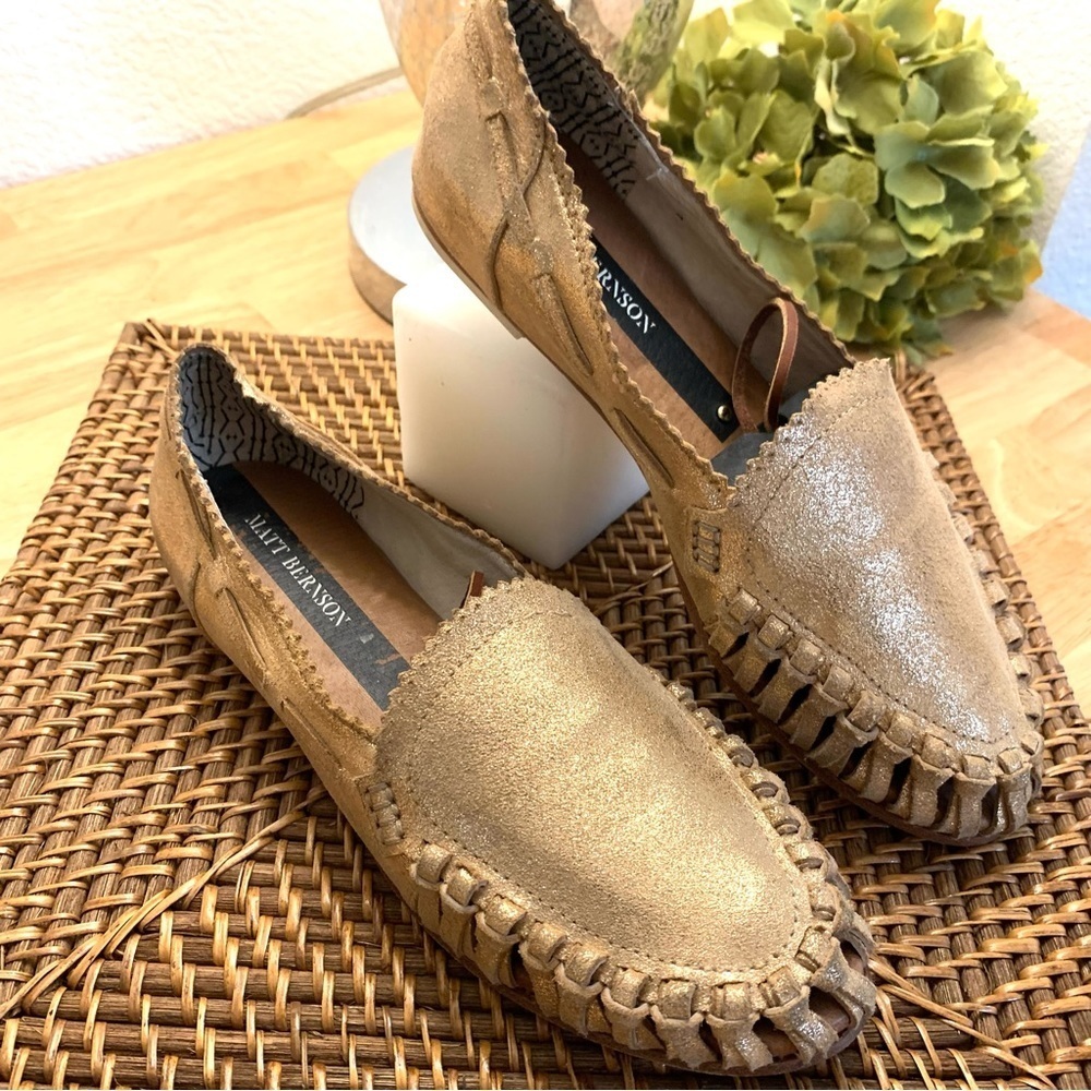 Anthropologie Matt Bernson Metallic Copper Mezcal Loafers Moccasins Size 6